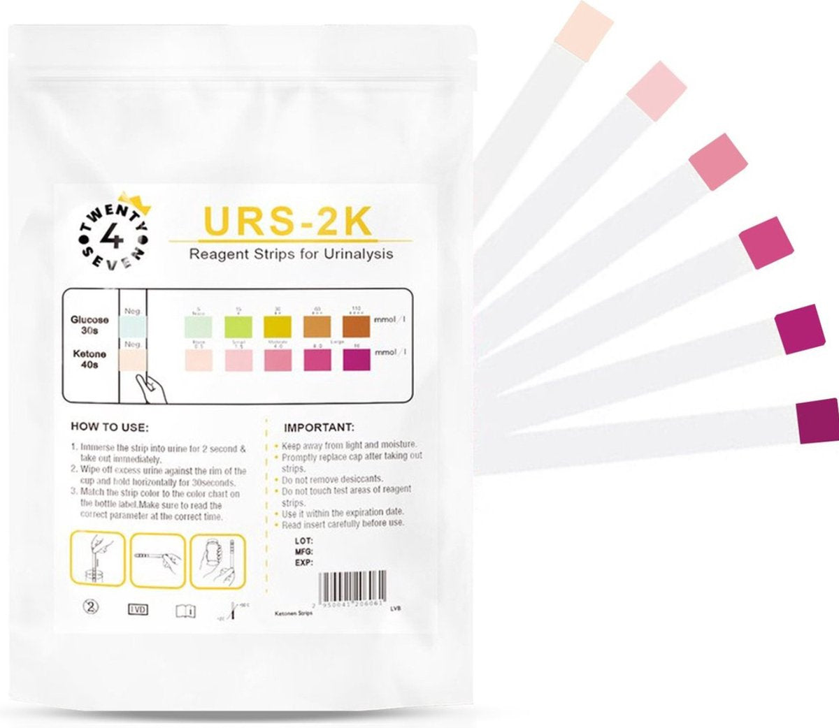 Twenty4seven® Ketonentest (100 strips) - Ketose Strips - Keto - Ketonen Meter - Afvallen - URS-2K - Twenty4seven®