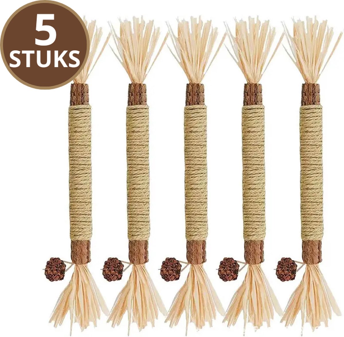 Twenty4seven® Matatabi Stokjes voor Katten - 5 Stuks - 100% Natuurlijk en Eetbaar Kattenspeelgoed - Catnip Effect voor Kat - Twenty4seven®