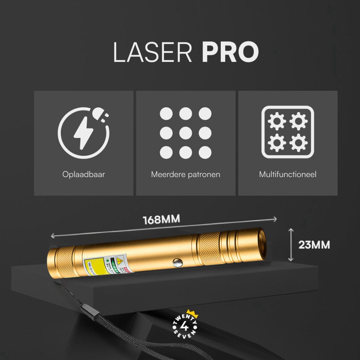 Twenty4seven® Professionele Laserpen Pro - Goud - klasse II - USB Laserlampje - Laserpointer Kat - Laser - Speelgoed - Twenty4seven®