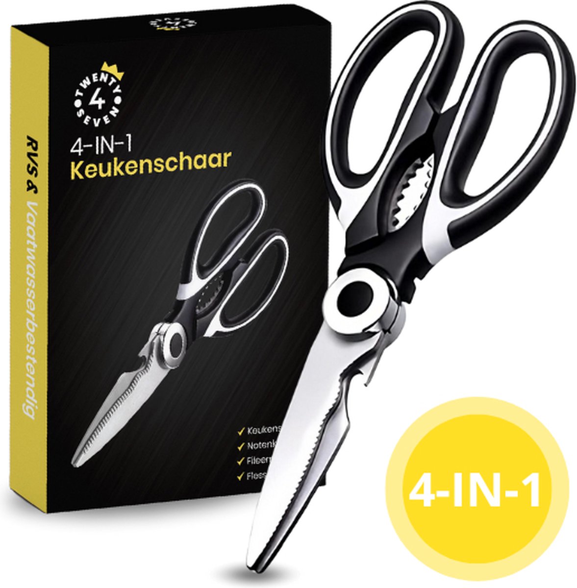 Twenty4seven® 4-IN-1 Keukenschaar - Vaatwasserbestendige Vleesschaar - RVS Huishoudschaar - Wildschaar voor Kip - Inclusief Beschermhoes - Twenty4seven®