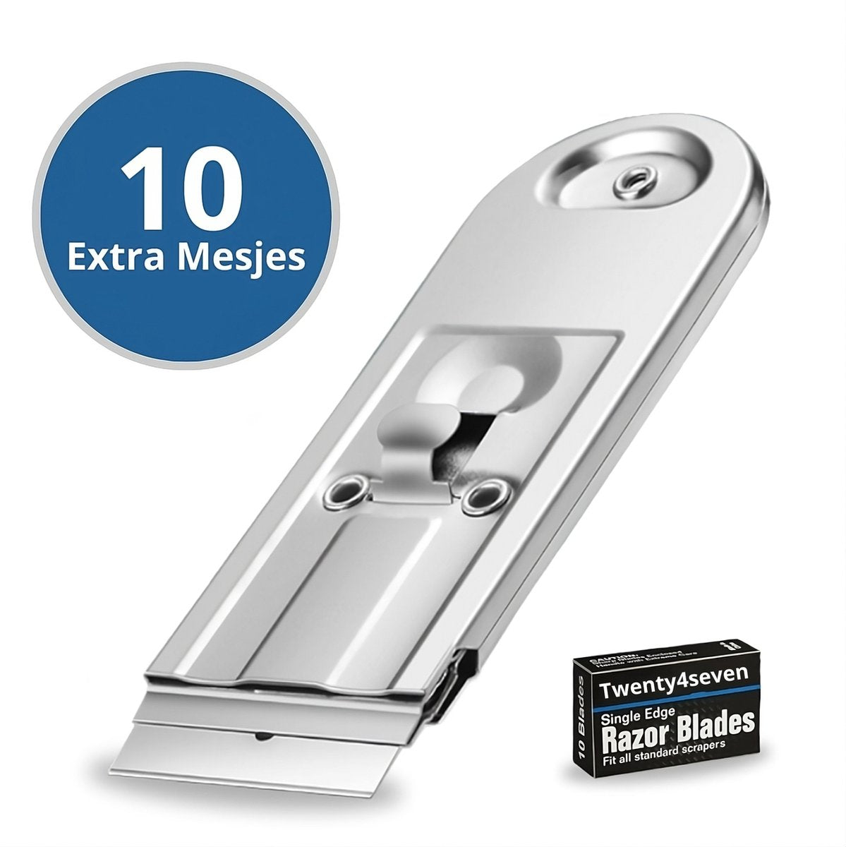 Twenty4seven® Glasschraper met 10 Mesjes - Inductie Kookplaat Reiniger - Keramische Glaskrabber - Beschermer - RVS Verfschraper - Twenty4seven®