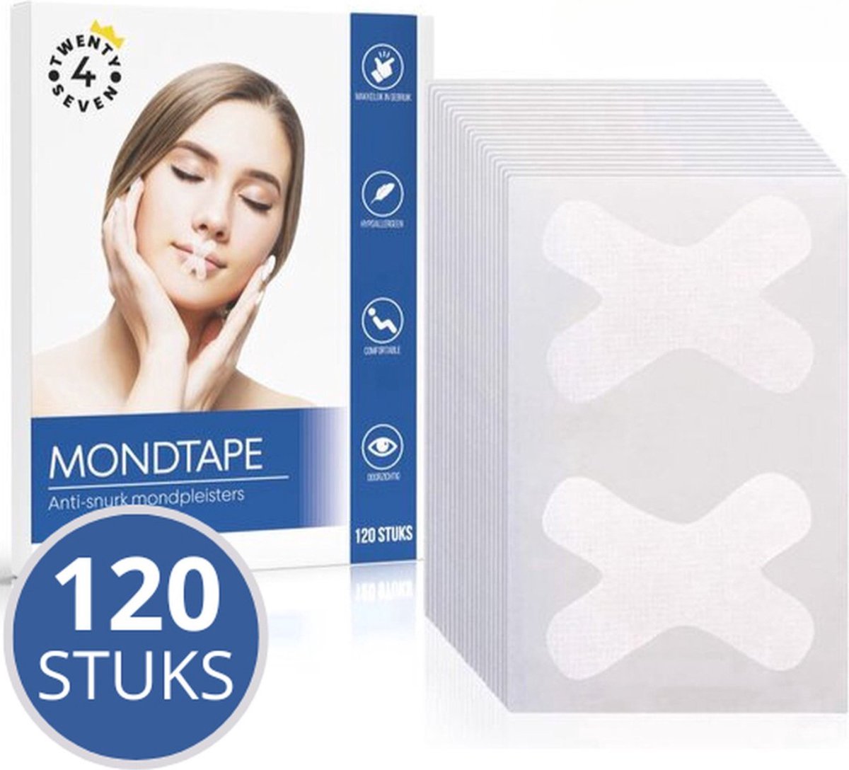 Twenty4seven® Anti Snurk Mondtape - 120 Stuks - Mondpleisters - Antisnurkstrips - Mouth Tape - Myotape - Mond Tape - Onesize - Twenty4seven®