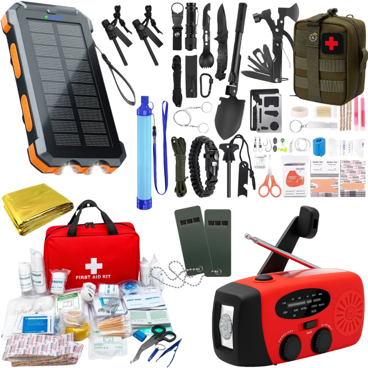 Twenty4seven® Ultieme Noodpakket voor Thuis - Survival Kit & Overlevingspakket - Oorlog, Stroomuitval & Rampen - Inc. Noodradio, Waterfilter, Nooddeken, Noodverlichting Etc. - Twenty4seven®