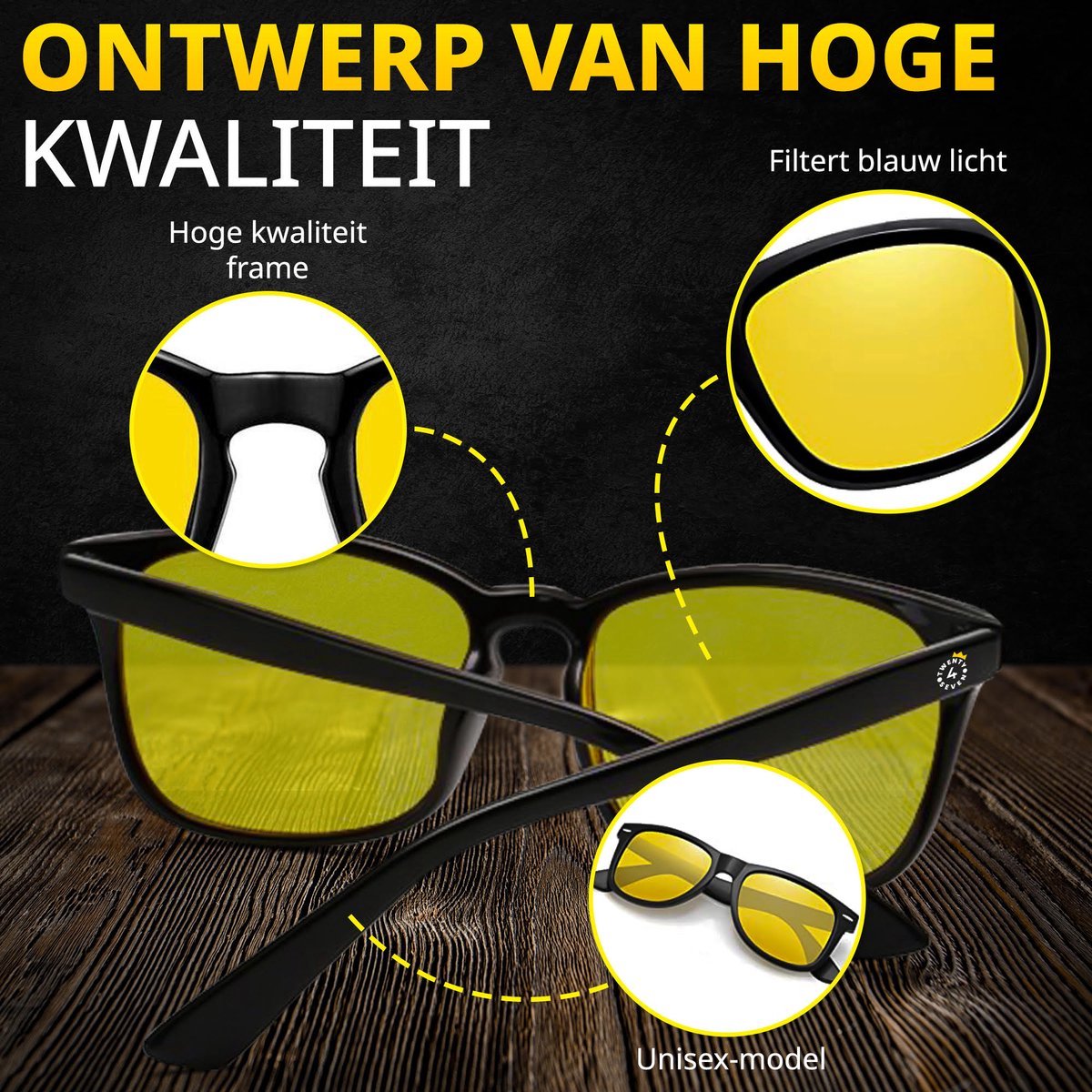 Twenty4seven® Nachtbril Auto - Night Vision Bril - Unisex - Voor Nachtblindheid & Felle Koplampen - Zwarte Frame - Twenty4seven®