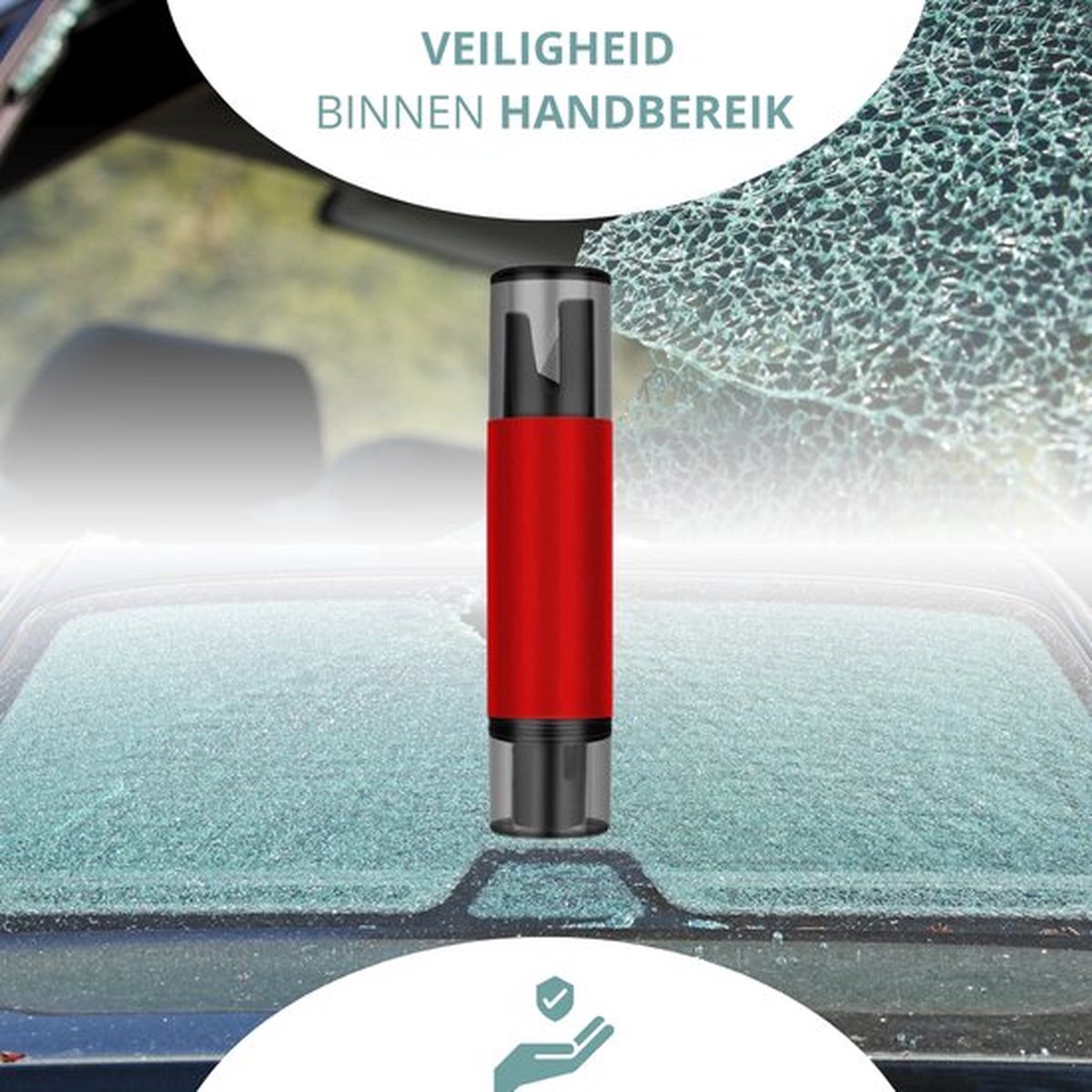 Twenty4seven® 2 in 1 Veiligheidshamer - Noodhamer Auto - LifeHammer met Gordelsnijder - Inclusief Testglas & Zelfklevende Houder - Twenty4seven®