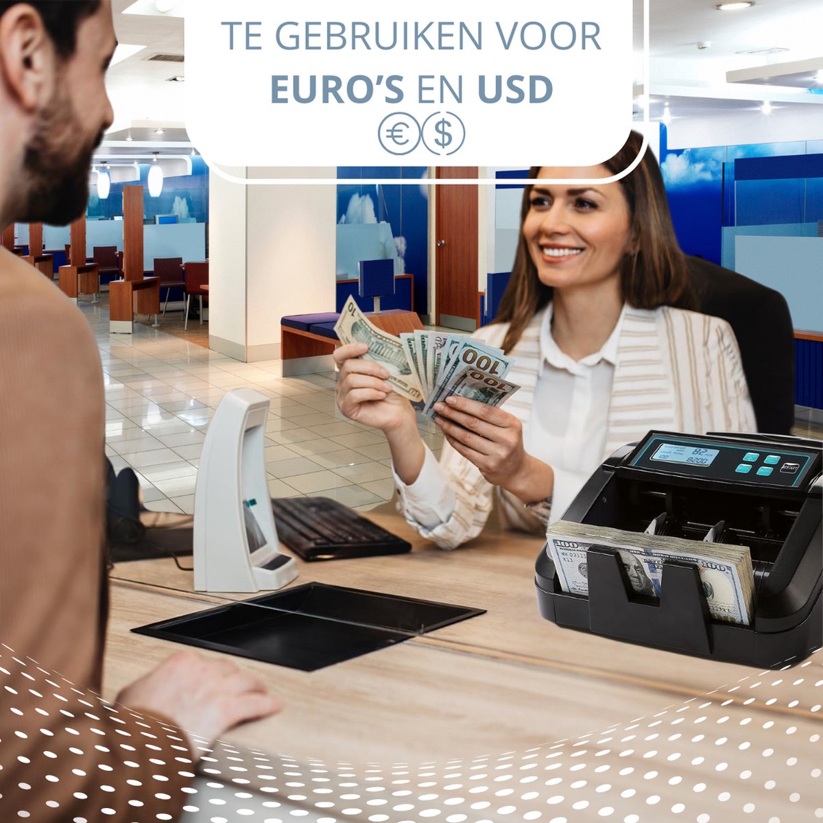 Twenty4seven® Geldtelmachine - 4-Voudige Biljettelmachine - Geldteller - Valsgelddetector - Vals Geld Detectie - 1000 Biljetten per Minuut - Twenty4seven®