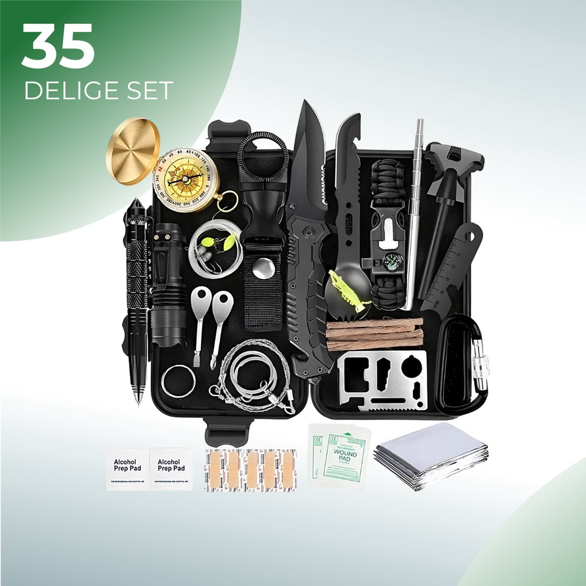 Twenty4seven® Survival Kit 35 Delig - Noodpakket - Survival Mes - Overlevingspakket Outdoor - EHBO Kit - Twenty4seven®