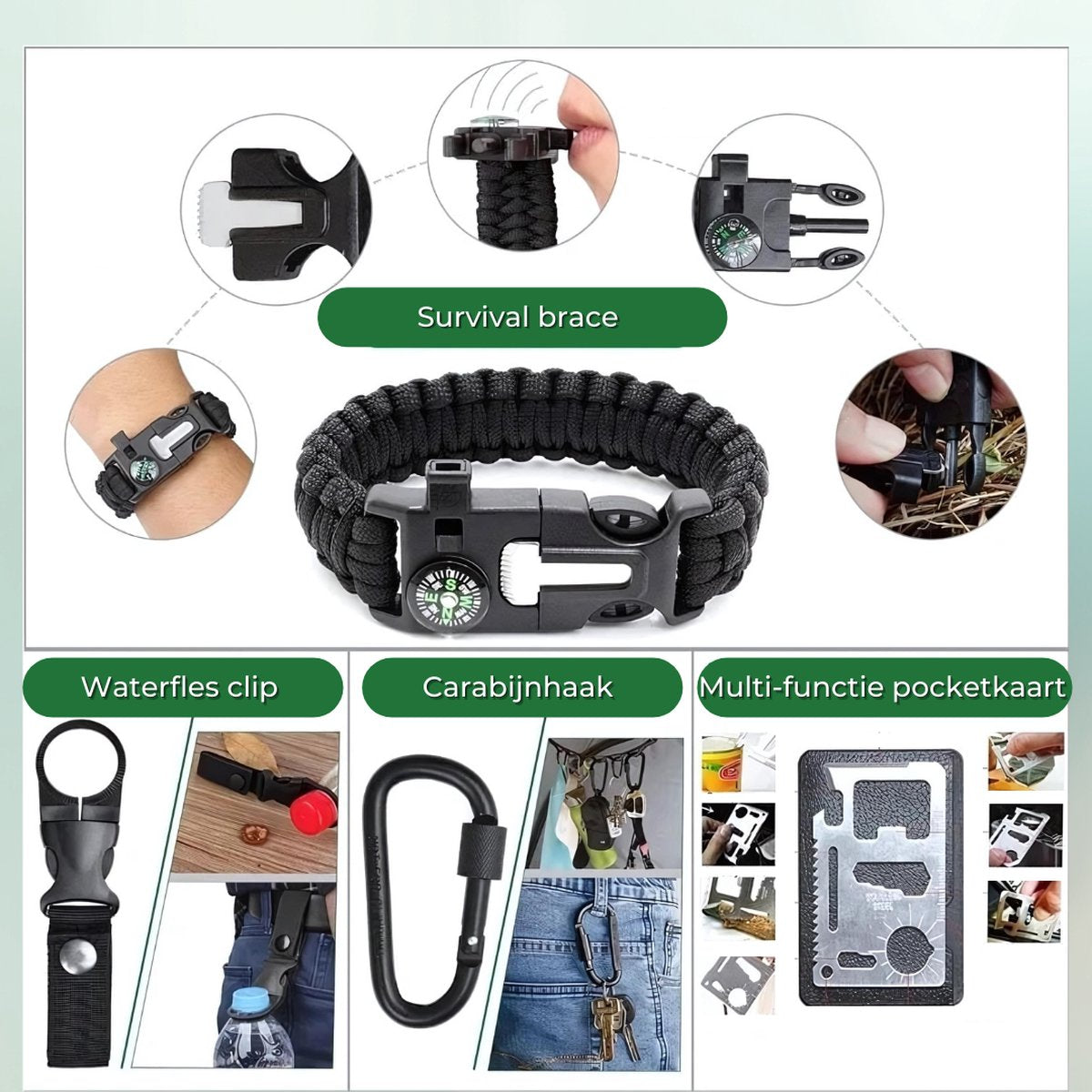 Twenty4seven® Survival Kit 35 Delig - Noodpakket - Survival Mes - Overlevingspakket Outdoor - EHBO Kit - Twenty4seven®
